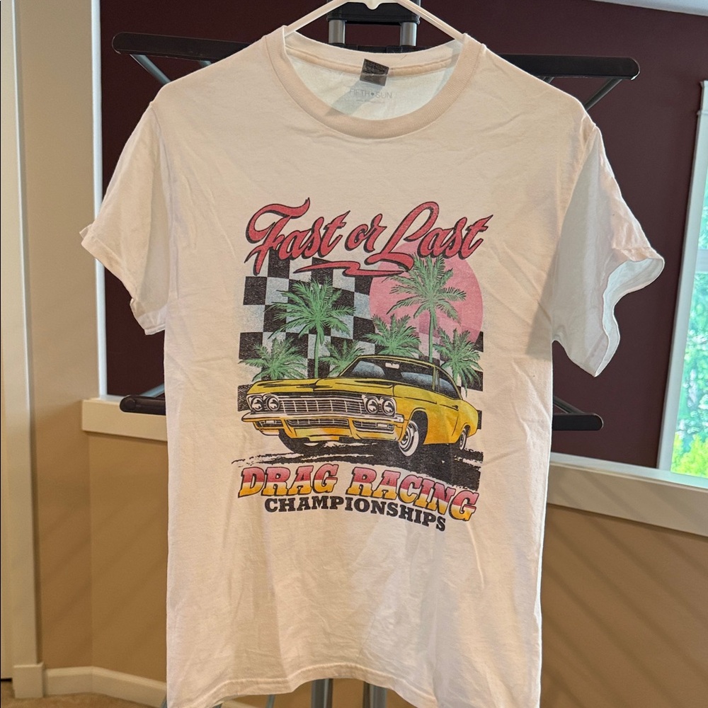 Fifth Sun White Tee with Yellow and Pink Graphic